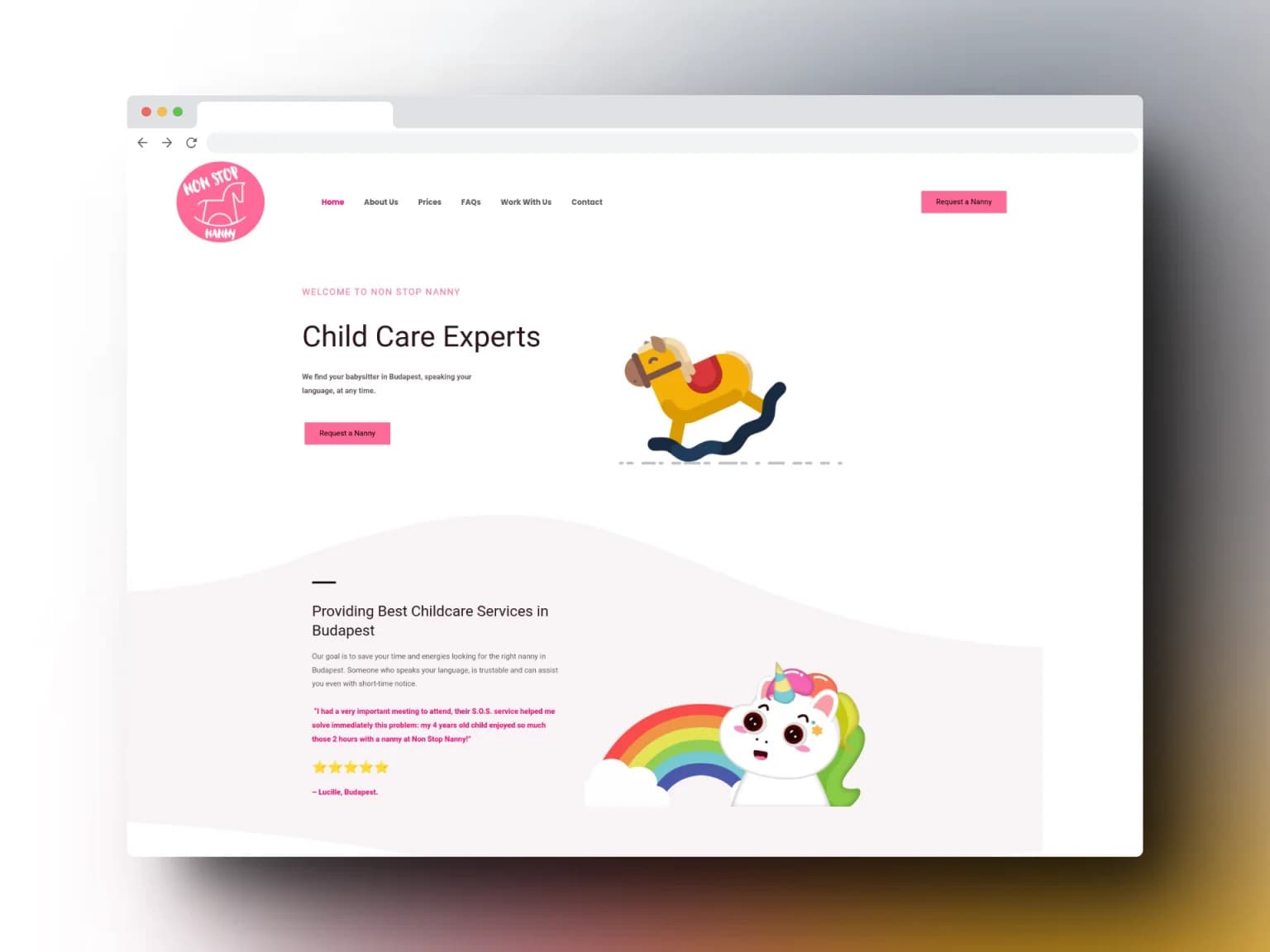 Nonstop Nanny website designed and built by Easify Technologies